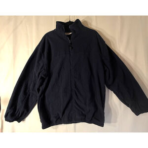 NWT Boca Classics Mens Large Full Zip Fleece Jacket Navy Back Pouch Pocket